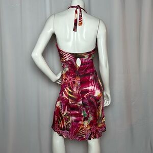 Versace Jeans Couture Vintage Pink Multicolor Halter Dress Sz XS